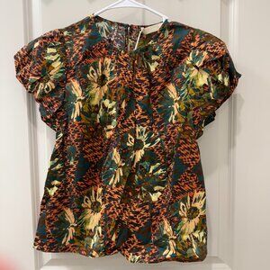 NWT Ulla Johnson Iren Top Prism Floral Size 0 Puff Sleeve Designer